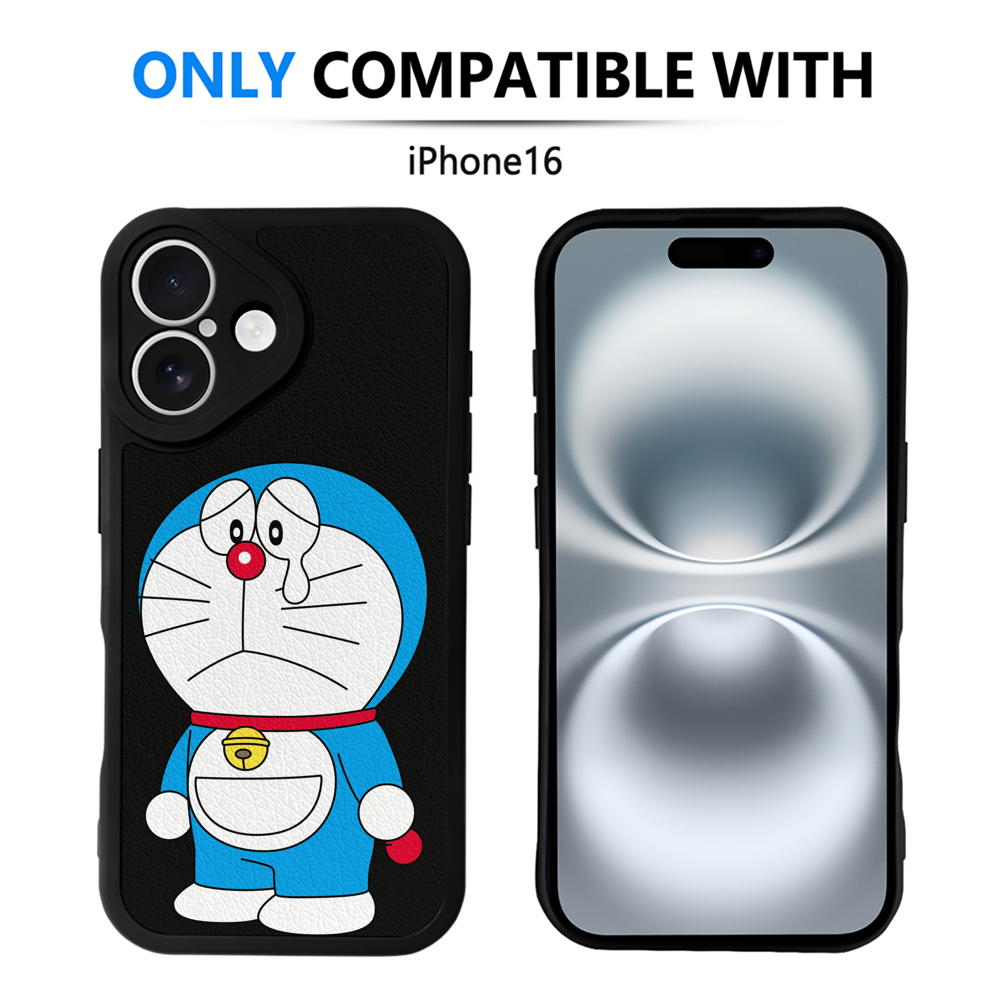 （画像用） ドラえもん Doraemon 【iPhone 16シリーズ対応】シリコンスマホケース（レザー調） 材質：シリコン